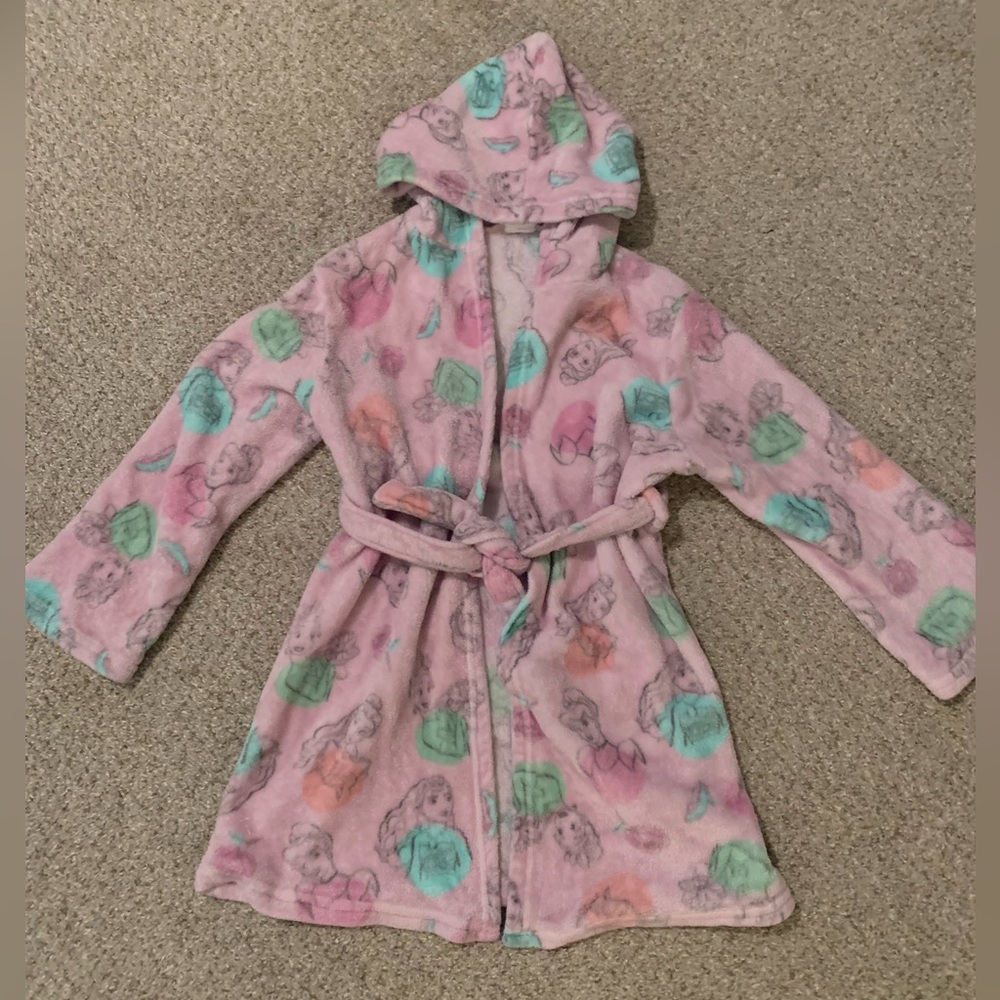 Girls Pink Hooded Robe with Disney Princess Print